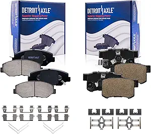 Detroit Axle Ceramic Front and Rear Brake Pads with Hardware for Honda CR-V (selected years)