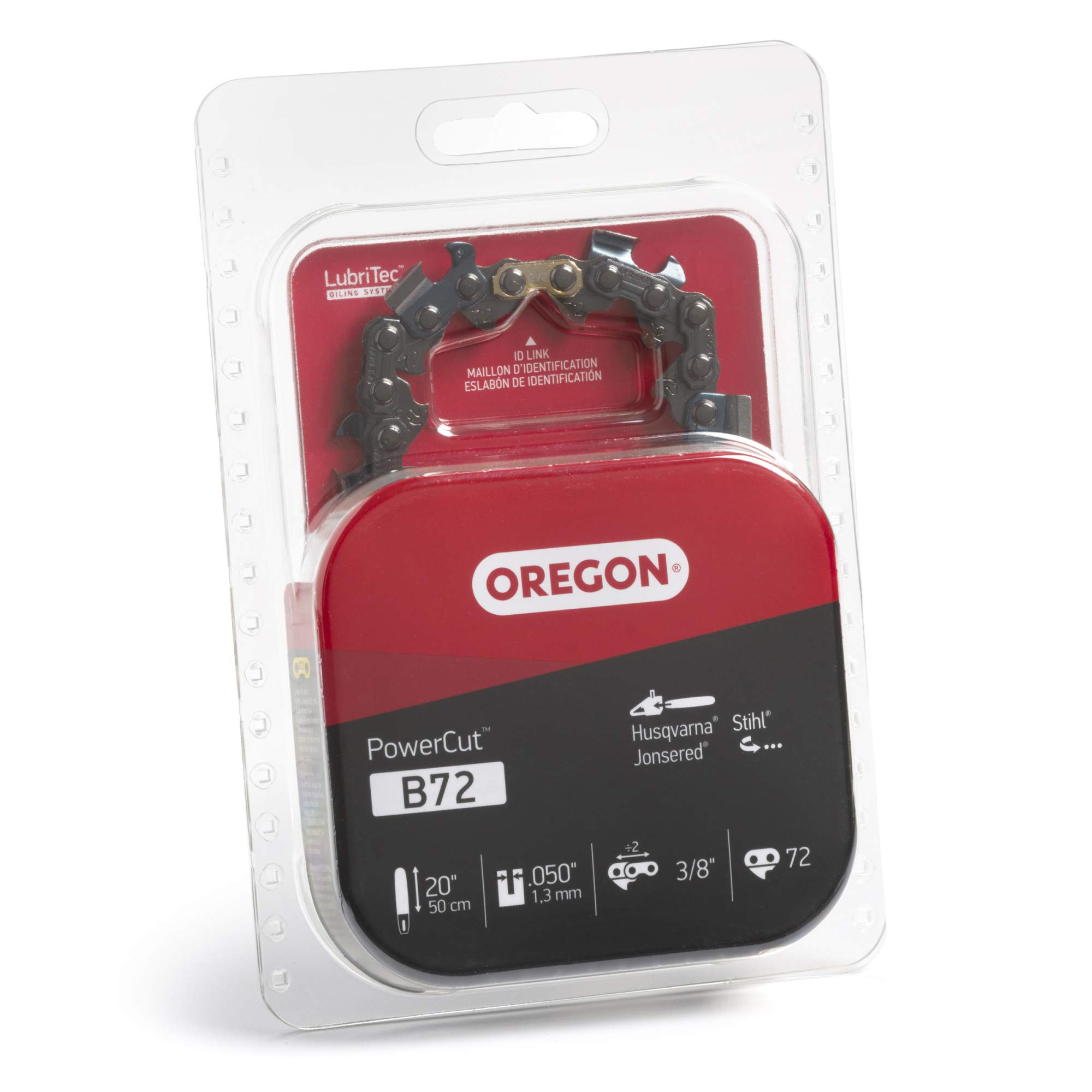 Oregon B72 PowerCut - Cadena de motosierra de 50,8 cm para Husqvarna, Craftsman, Poulan, John Deere y Jonsered, color gris