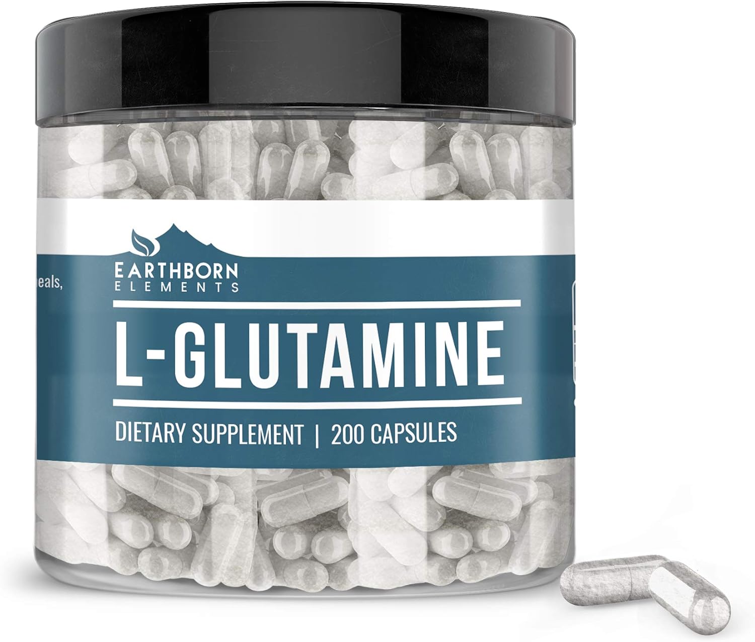 Earthborn Elements L-Glutamine 200 Capsules, Pure & Undiluted, No Additives : Health & Household