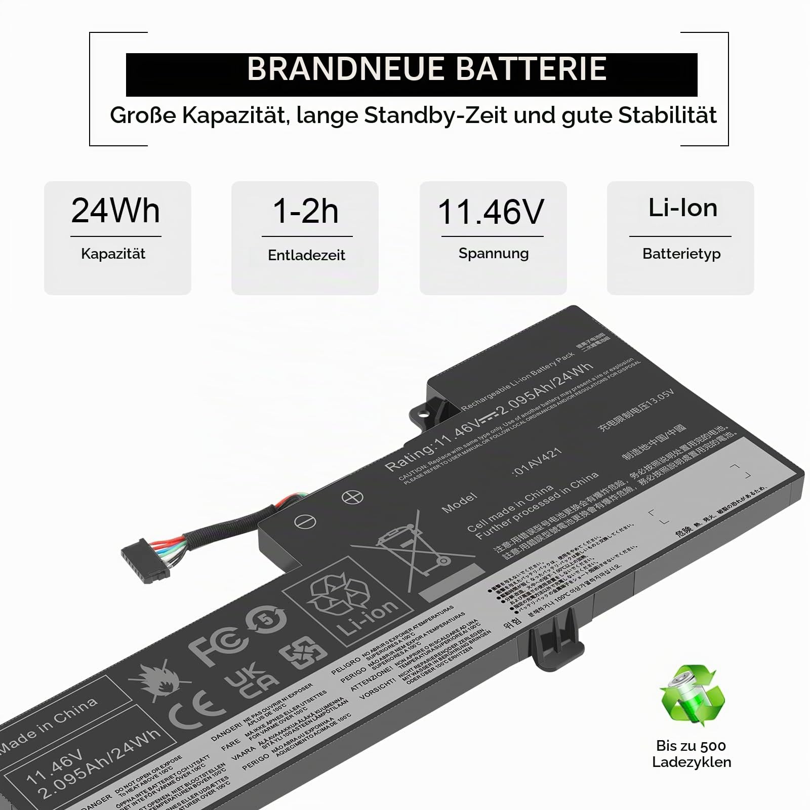 ASUNCELL 11.46V/24Wh 01AV421 Laptop-Akku für Lenovo ThinkPad T470 T480 A475 A485 TP25 (Anniversary Edition 25) Series, 01AV421 01AV419 01AV420 01AV489 SB10K97576 SB10K97577 SB10K97578