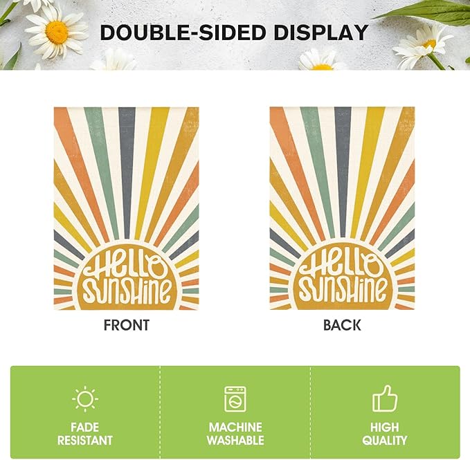 Bandera de Jardín AVOIN colorlife Hello Sunshine 28x40 Pulgadas miniatura 7