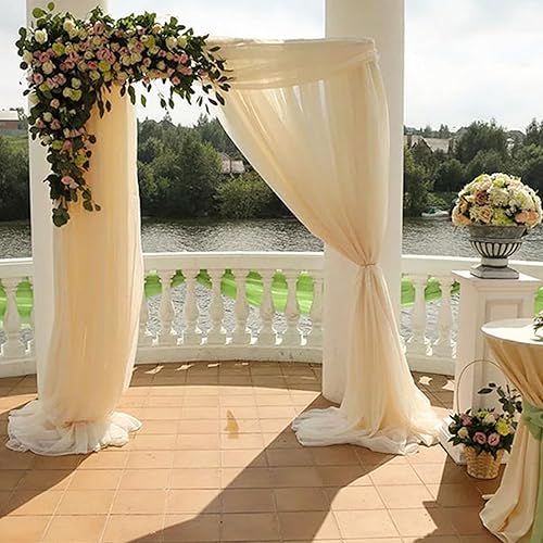 Tela para envolver arco de boda, 63 x 32 pies, cortinas de arco de boda de tul champán, cortinas de telón de fondo transparentes para ceremonia de Tela para envolver arco de boda, 63 x 32 pies, cortinas de arco de boda de tul champán, cortinas de telón de fondo transparentes para ceremonia de