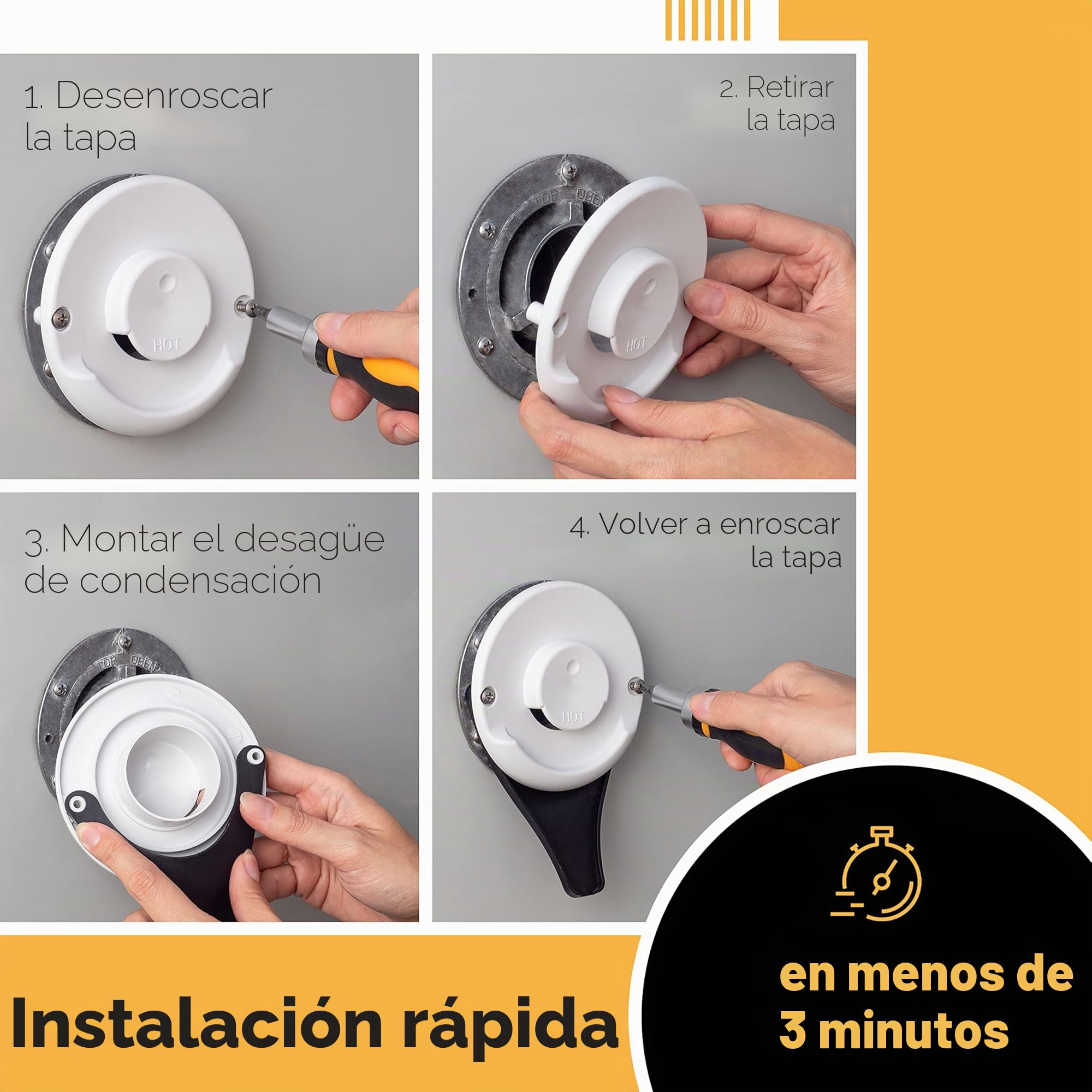 Villkin - Desagüe de condensación (2 unidades) para autocaravana compatible con calefacción Truma (distancia entre orificios de 96 mm) – Desagüe para cubierta de chimenea de caravana