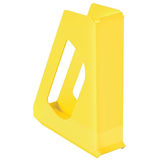 Esselte Revistero A4, Archivador de Escritorio para Catálogos, Folletos, Papeles y Carpetas, Plástico Resistente, Modelo VIVIDA, Amarillo, 628216