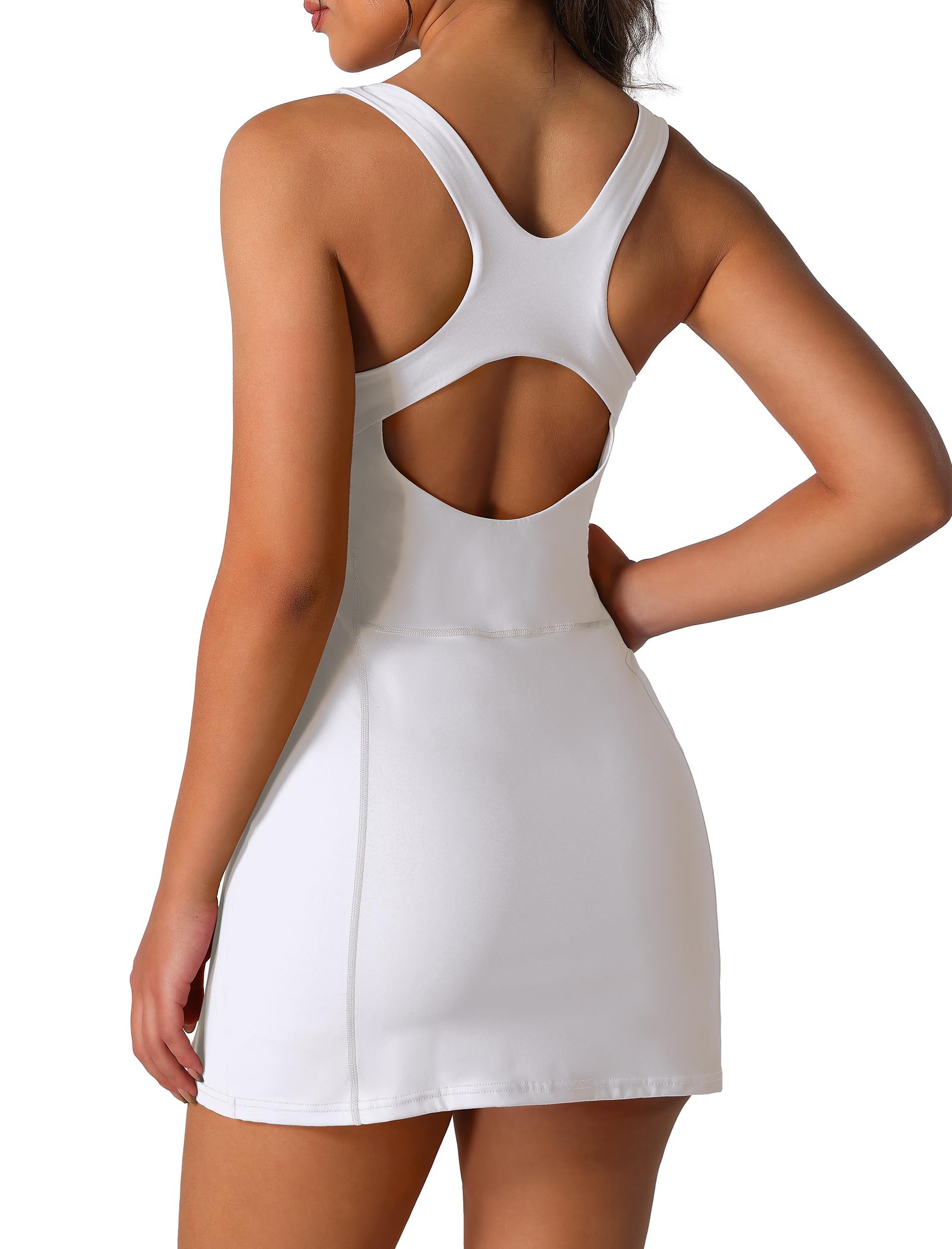 IDOPIP Vestido de tenis para mujer, ropa deportiva para mujer, con sujetador, pantalones cortos de golf, pantalones de ciclismo, pantalones cortos de gimnasio, falda de tenis, sin mangas, vestido de