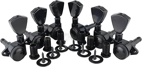Guyker Afinadores de bloqueo para guitarra (3L + 3R diestros) - Claves de afinación de cuerda trasera de 121 con cabeza de máquina y mango