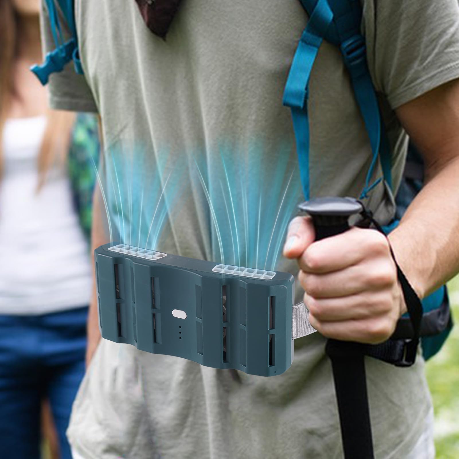 Ventilatore portatile ricaricabile | Ventilatore portatile con clip sulla cintura | Doppio circolatore d'aria ricaricabile a 3 velocità per viaggi all'aperto campeggio lavoro uomini donne