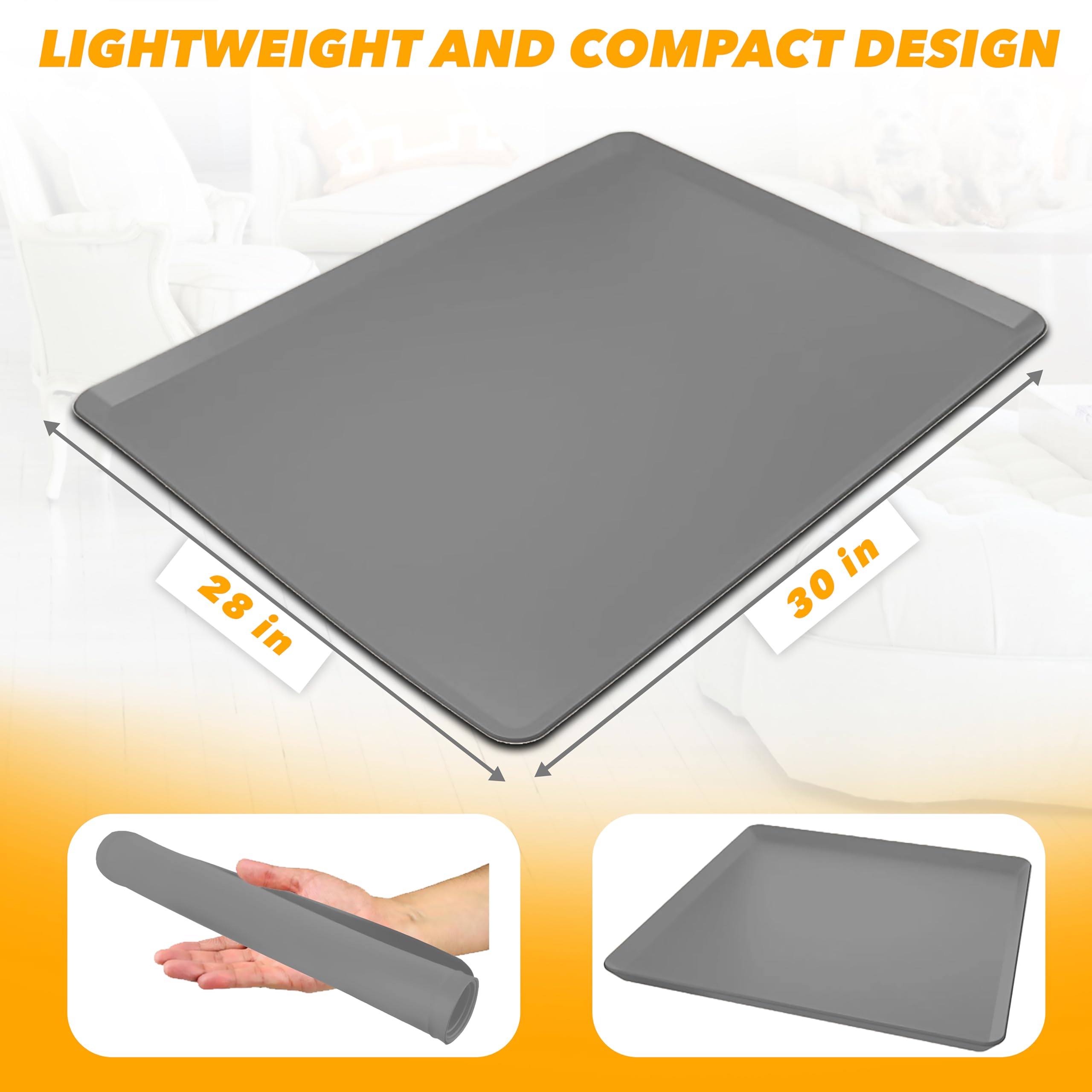Skywin Futtermatte für Haustiere (grau) – 71,1 x 76,2 cm Silikon-Platzset für Hunde- und Katzenfutter, Wassernapf