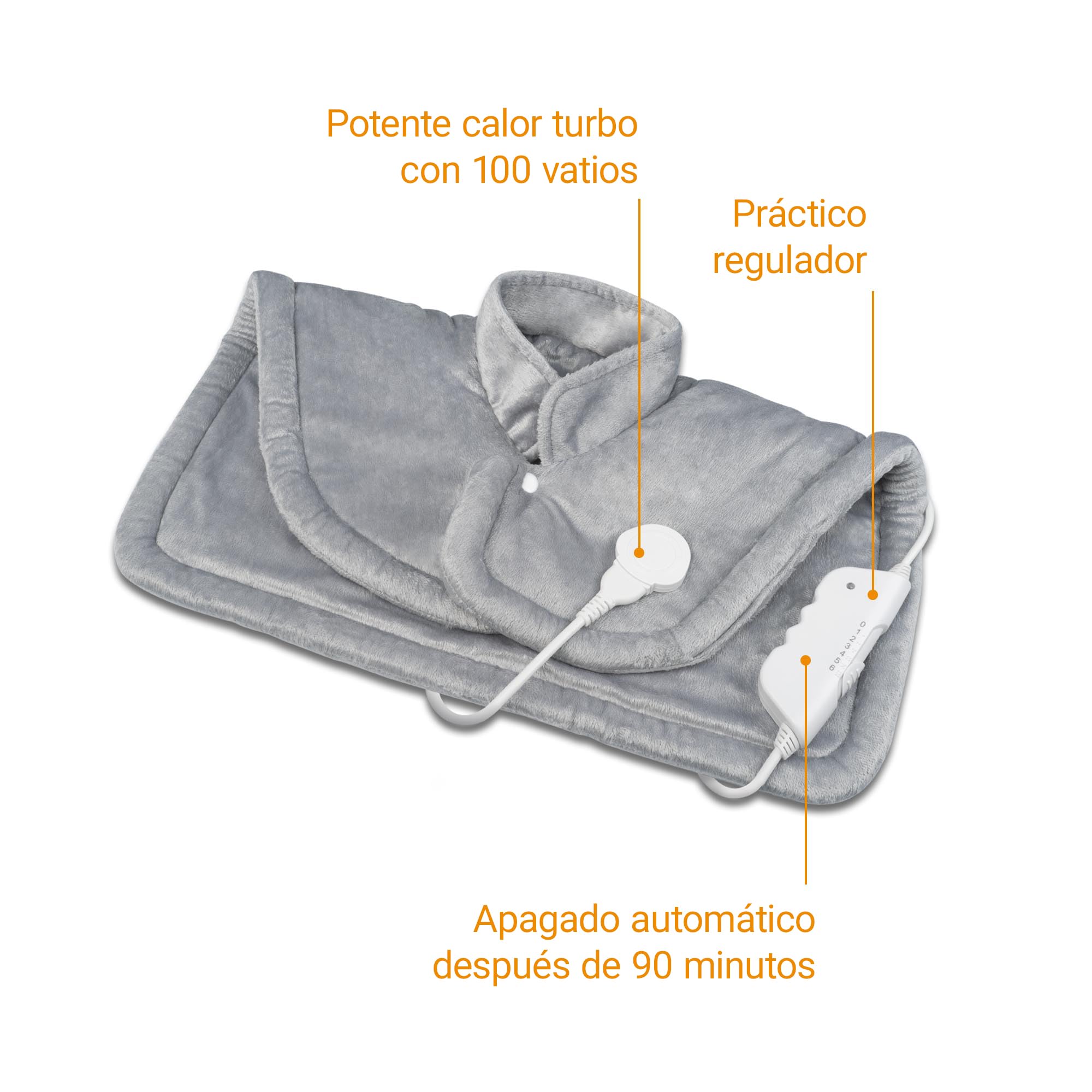 medisana HP 622 Almohadilla térmica para cuello y hombros, Capa eléctrica térmica, Protección contra sobrecalentamiento y apagado automático, 6 niveles de temperatura, Lavable, Gris