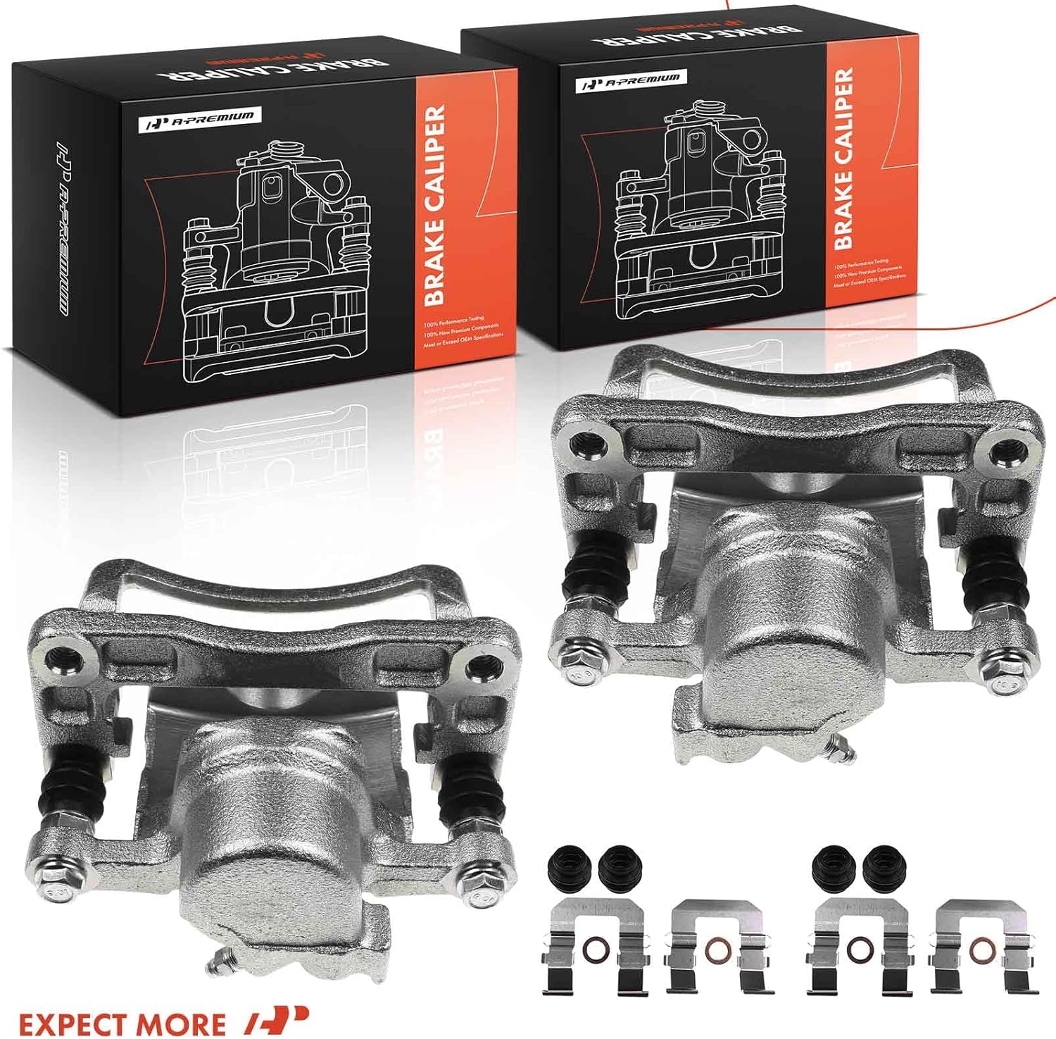 A-Premium Disc Brake Caliper Assembly with Bracket Compatible with Select Suzuki Models - XL-7 2007 2008 2009, V6 3.2L/V6 3.6L, Sport Utility - Rear Driver and Passenger Side, 2-PC Set