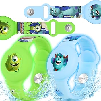 2 Pack AirTag Bracelet for Kids, Waterproof Cute Cartoon Air tag Holder Kids with Watch Band Design, Full Coverage Anti-Lost Silicone Airtag Hidden Accessories for Children Luminous Version