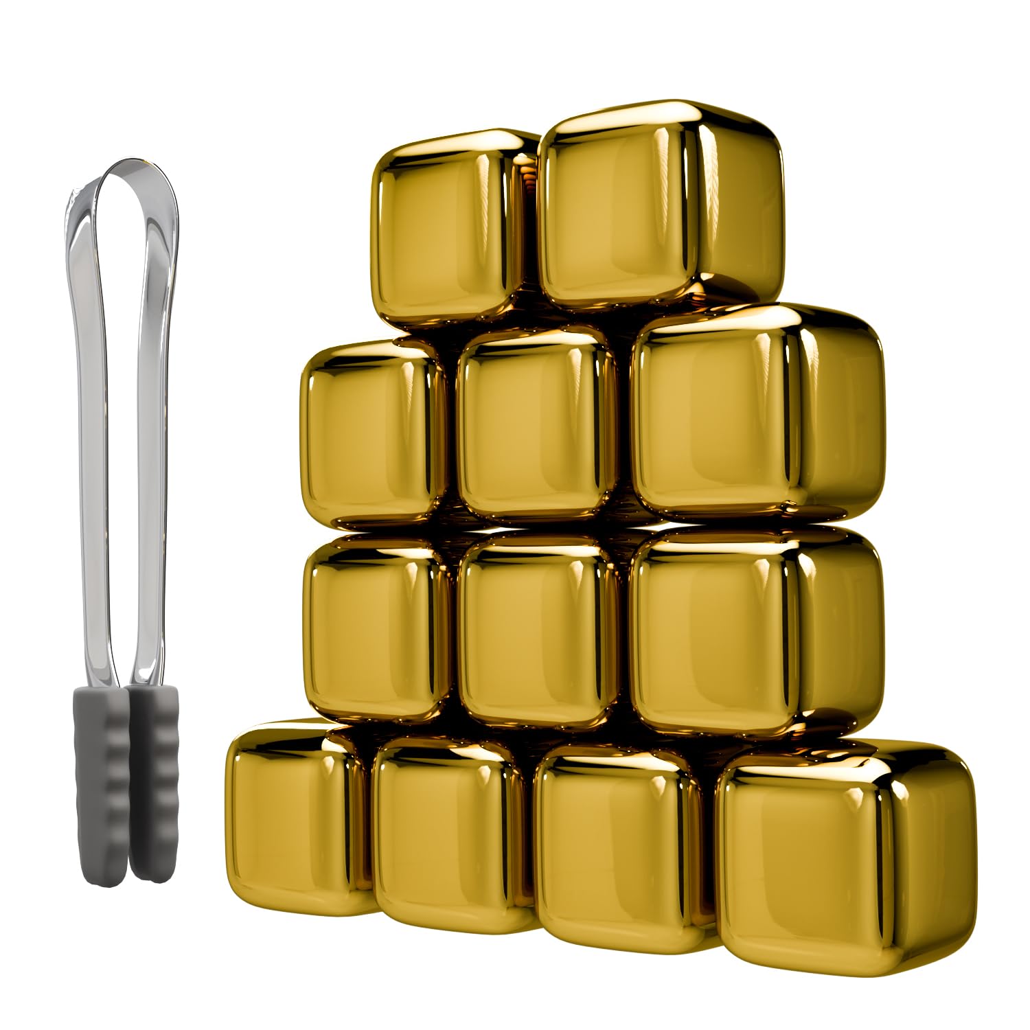 ShanSon Wine Chillers Metal Ice Cube 8 PCS Stainless Steel Whiskey Stones Reusable Whiskey Rocks Beverage Chilling Stones for Scotch and Bourbon Drinking Gifts Set for Men Dad Husband,Gold — Amazon image 7
