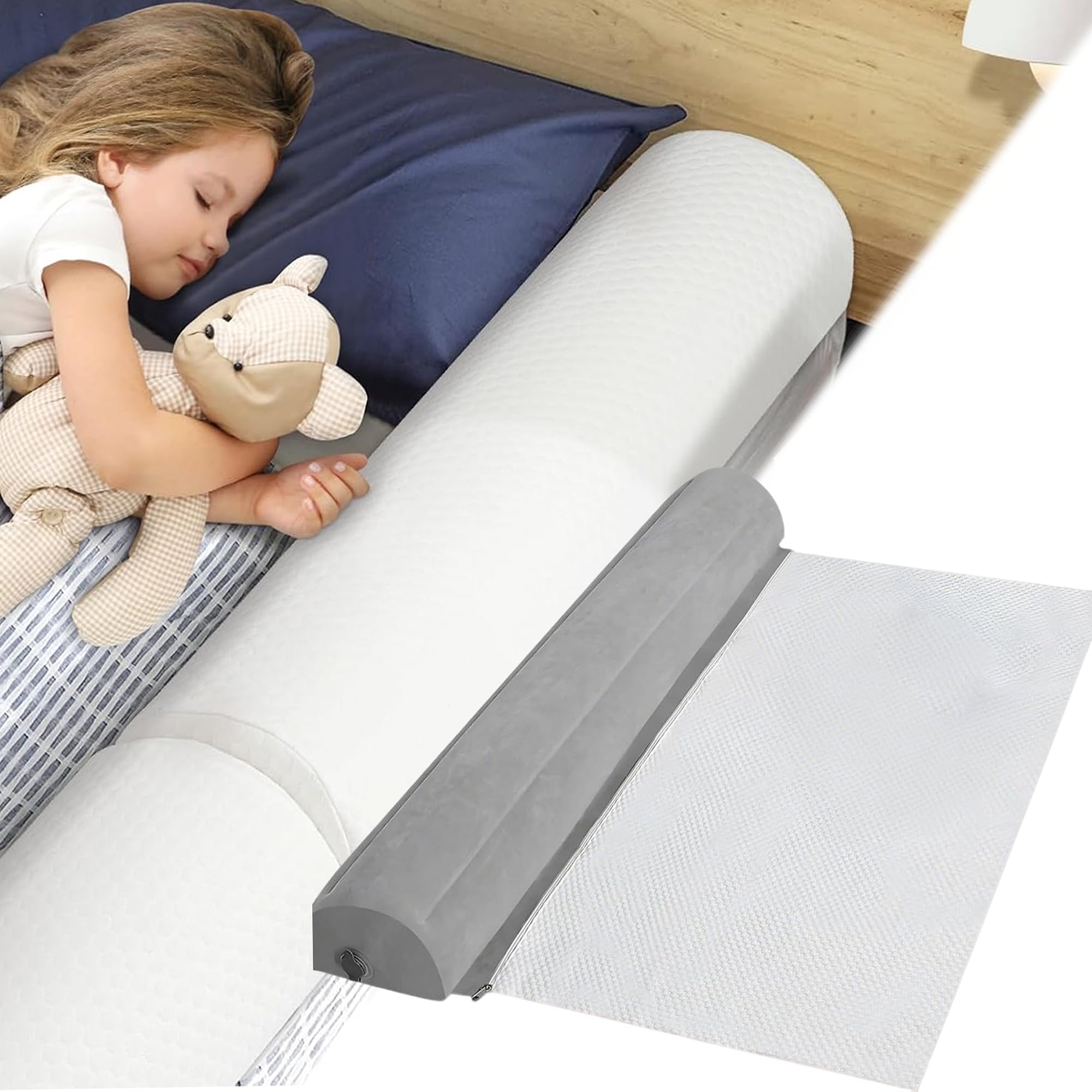 Guardrail Inflable de Cama, Antideslizante, Adecuado para Todas Las Camas, Portátil, Plegable para Viajes de Cama, Protección contra Caídas y Bordes, Protección contra Caídas