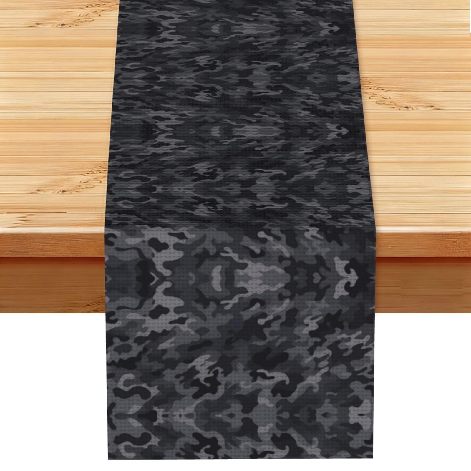 Sleek Grey Camo Grid Printed Table Runner 13 x 72, Wrinkle Resistant Decor for Dining Table Coffee Table Fireplace
