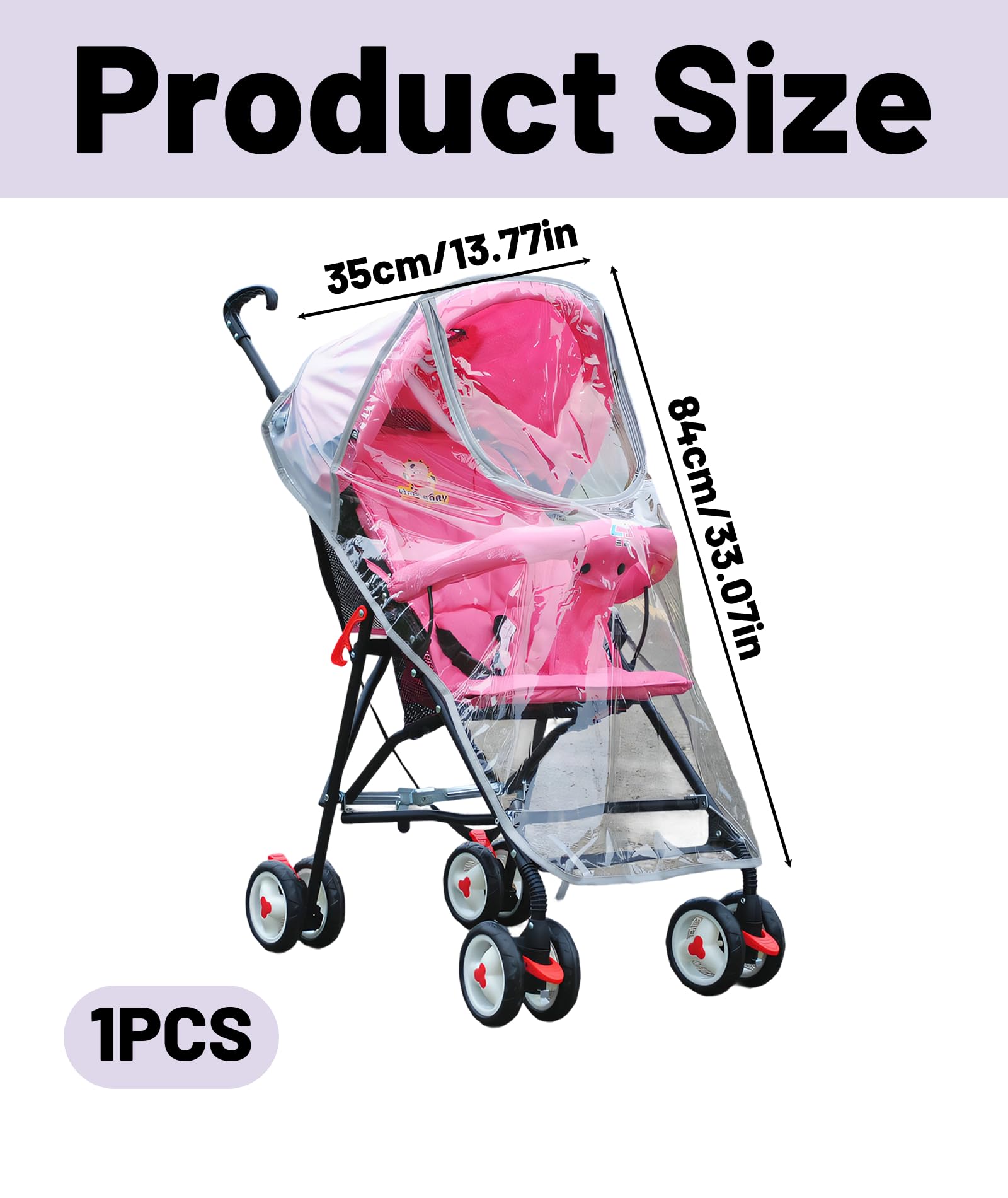Baby Stroller Rain Cover, Universal Waterproof Windproof Stroller Accessory with Window Cover for Rain, Protects from Dust and Snow, Travel-Ready Design for Outdoor Use - Image 2 thumbnail