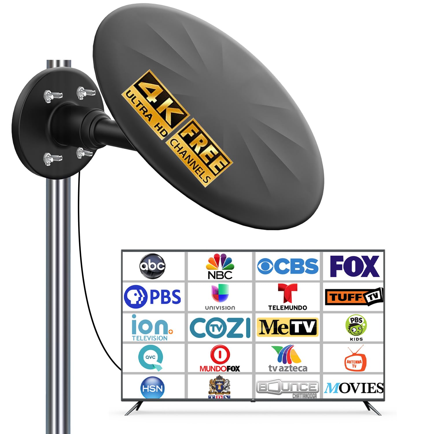 Antenna da interno per Smart TV per ricezione a lungo raggio e tutte le Smart TV HD Digital Antenna (Nero-a)