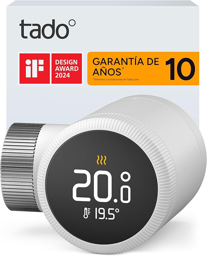 tado° Termostato de radiador inteligente X, con aplicación y altavoz inteligente (Alexa, Siri, Google Assistant), ahorra energía y costes, instalación sencilla