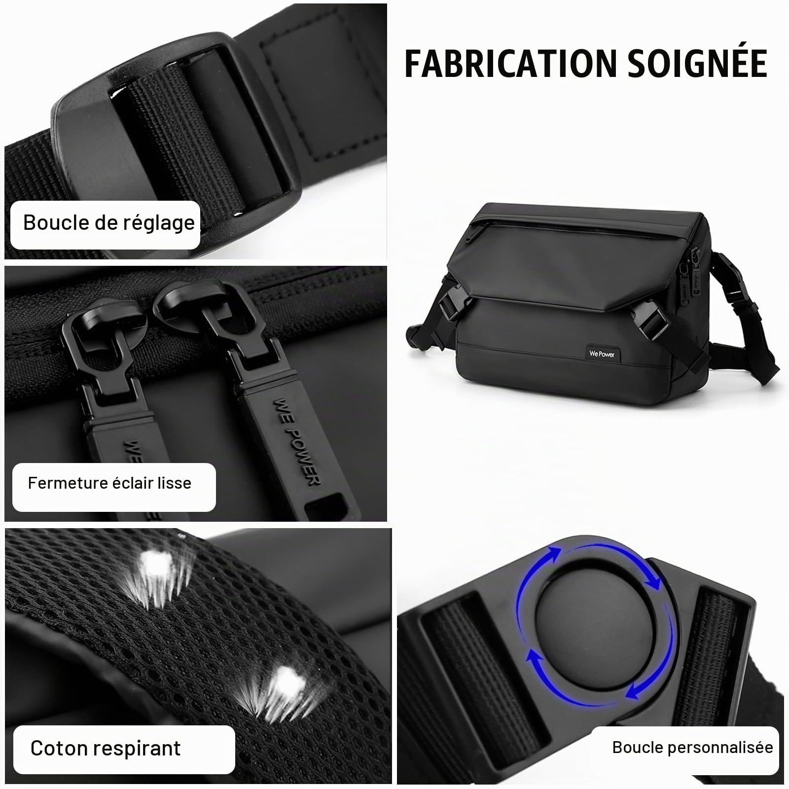 FANDARE Sacoche Homme Bandoulière Sac d'Épaule Messenger Femme Affaire Business Weekend Sport Gris