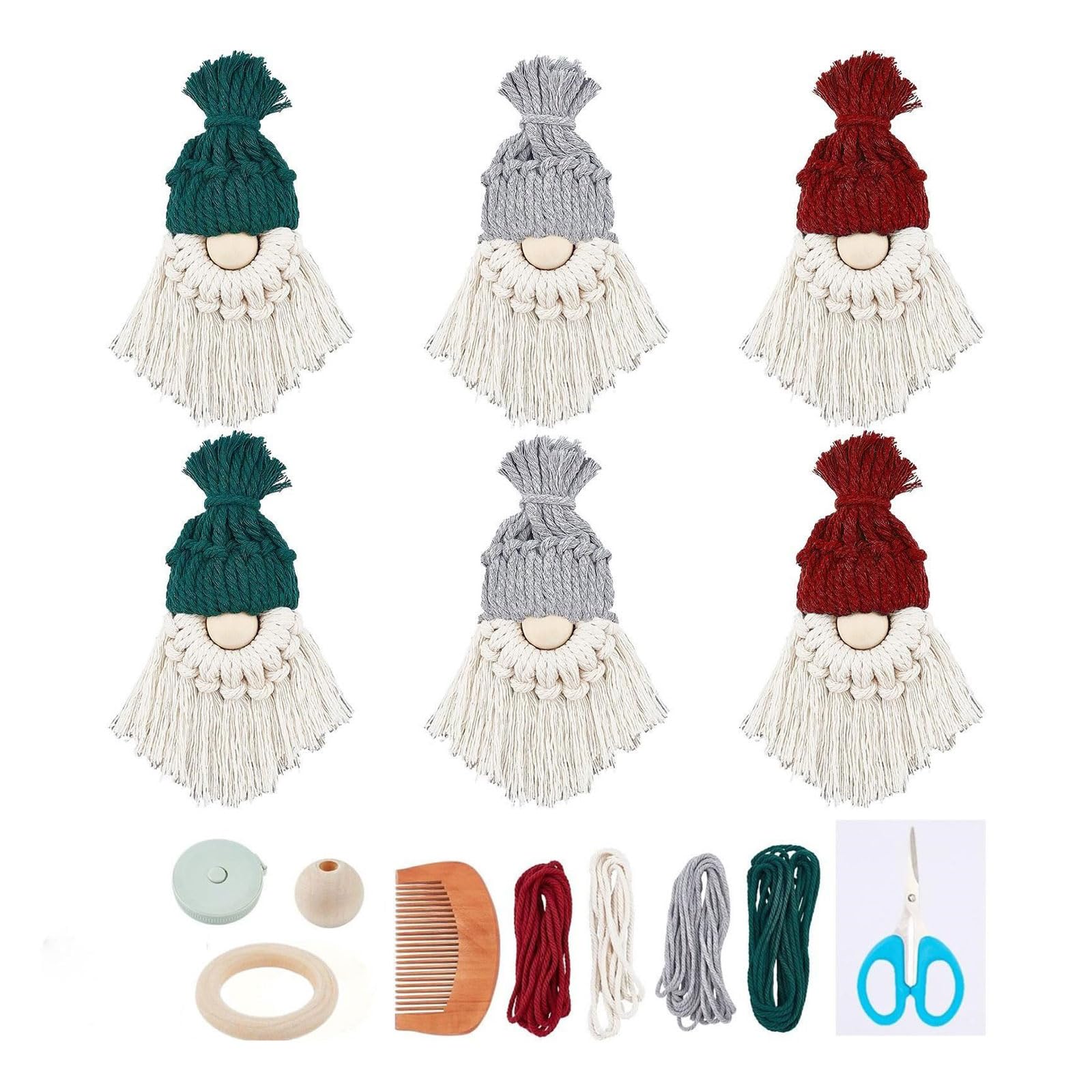 YROHGKPN Christmas Macrames Kits with Instructions for Beginner, Santa Macrames Kits Christmas Tree Ornaments Santa Ornament