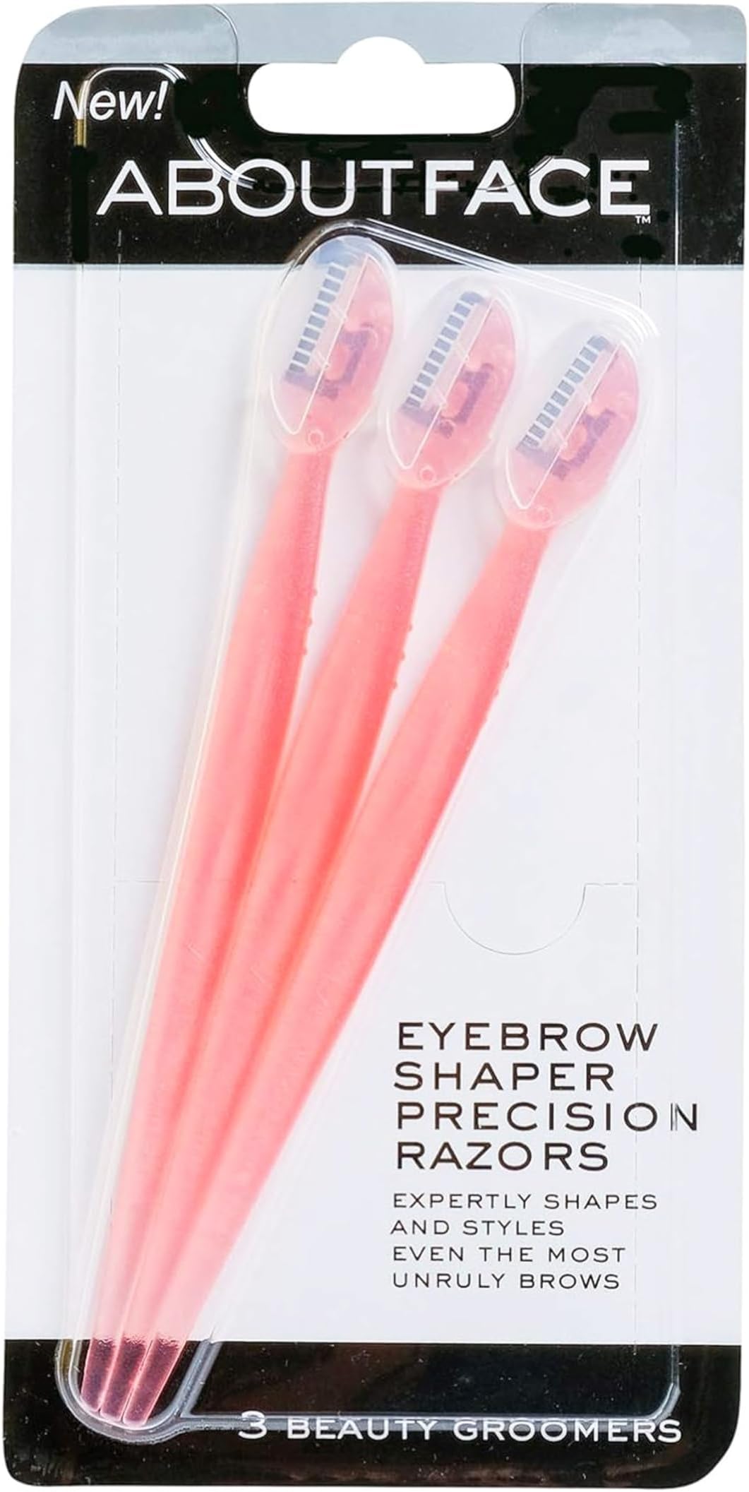 About Face Facial Razor & Eyebrow Shaper (3 Ct) - Removes Peach Fuzz on Cheeks, Chin, or Forehead & Delicately Shapes Eyebrows