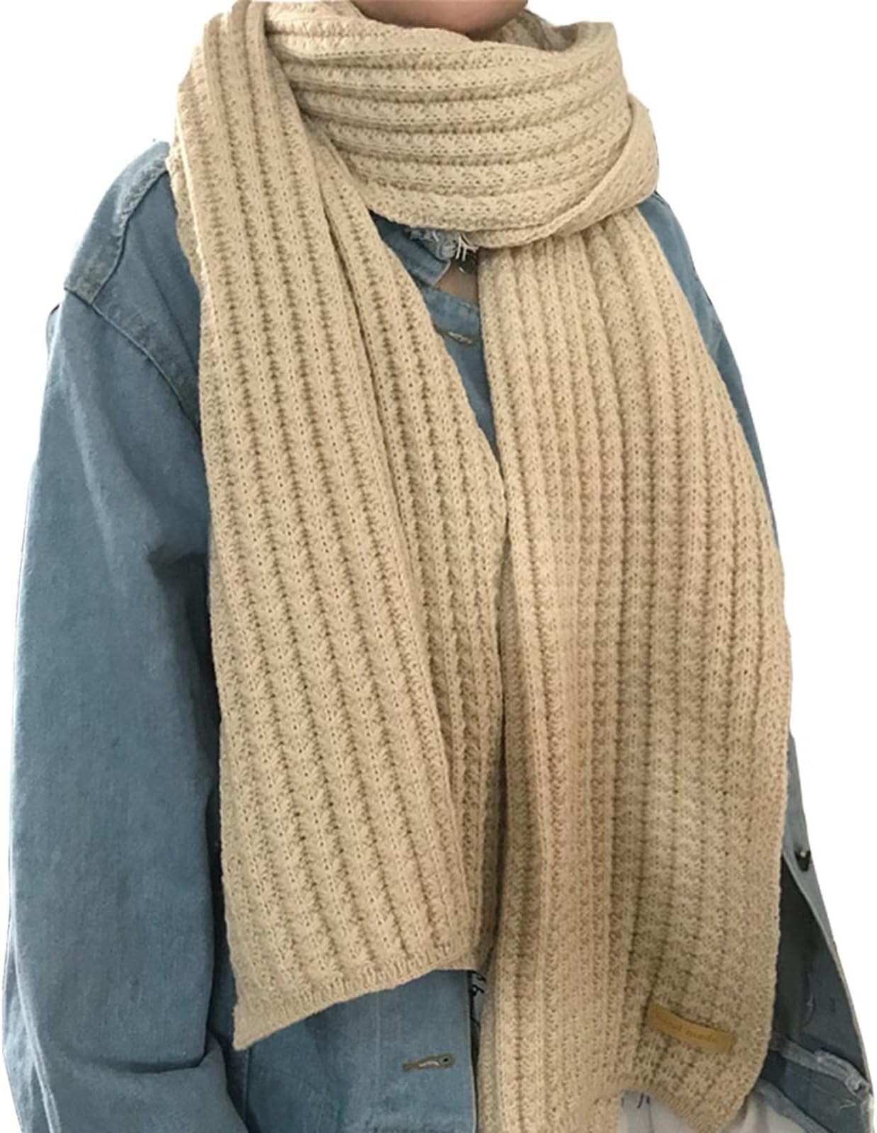 SDHKJGHDWomens Winter Scarf, Cold Weather Chunky Knit Scarf,Warm Thick Scarf and Cold Weather Snow Gear（White）