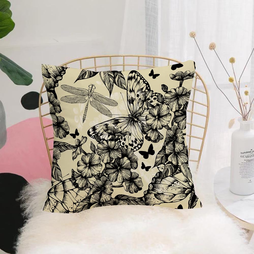 Hyosxw Pattern With Blooming Phlox Butterflies And - A1 Cushion Cover,Throw Pillow Case Home Decorative For Living Room Bedroom Sofa Chair 18X18 Inch,Pattern With Blooming Phlox Butterflies And Dragonflies,Pillowcase 45X45cm