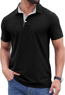 Sailwind Men's Quick Dry Golf Polo Shirt - Moisture-Wicking Stretchy Short Sleeve Performance Active Shirt