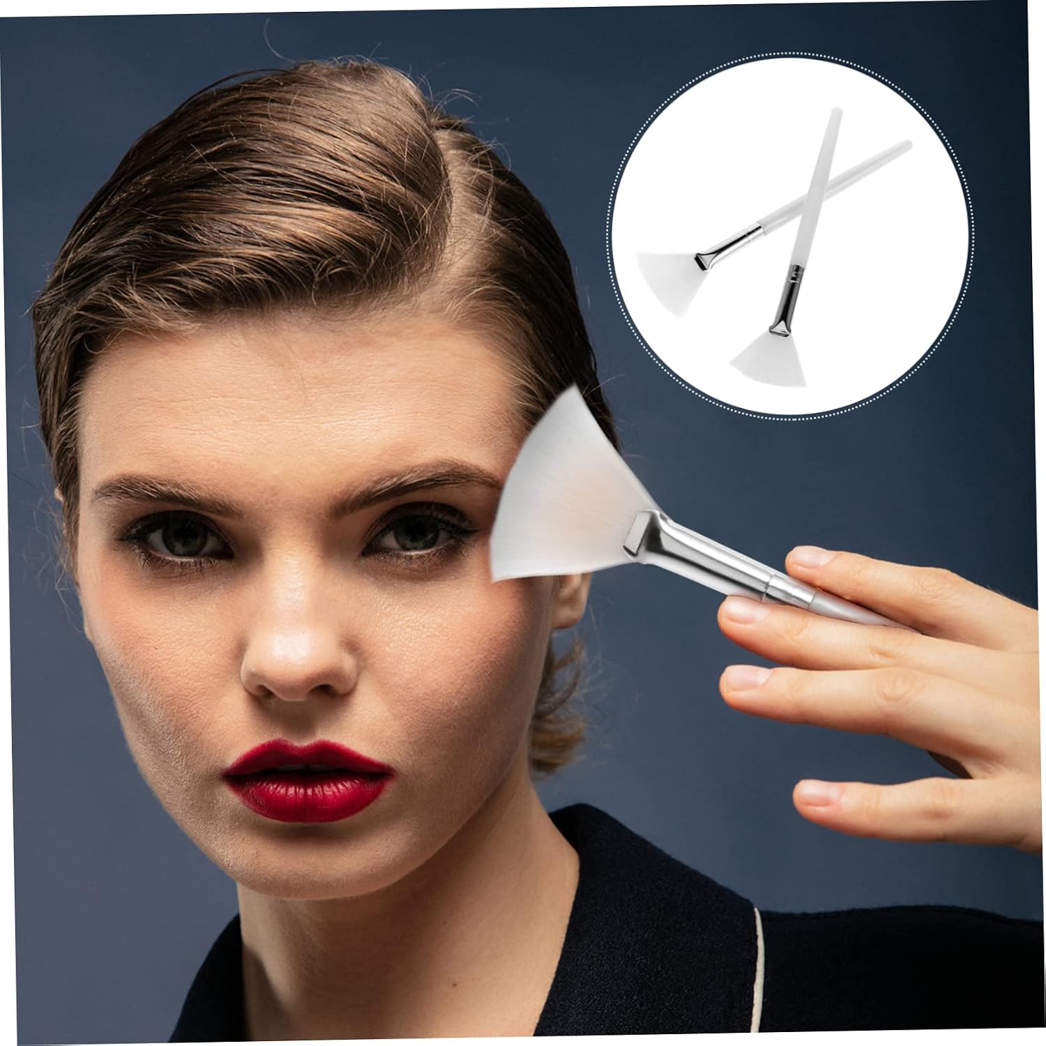 6pcs Facial Fan Mask Brush Set Soft Bristle Applicator for DIY Face Masks Suitable for Beauty Treatments and Spa Use for Sleeping and Mud