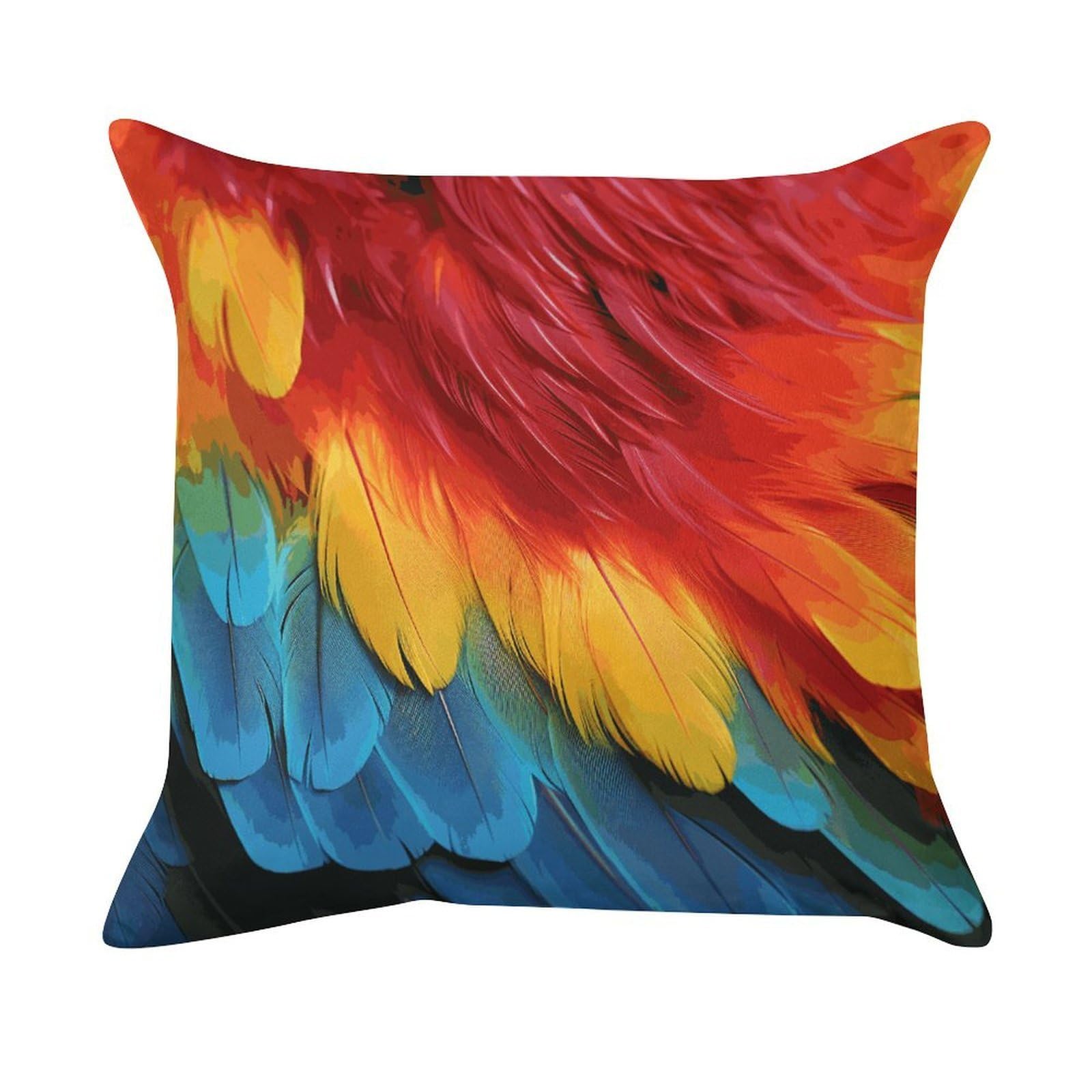 FekiLoot Fantastic Parrot Feather Pillowcase Velvet Throw Pillow Cover Ultra Soft Lumbar Pillow Shells Square Cushion Cases with Zipper Luxury Cozy Pillows Shams for All Seasons