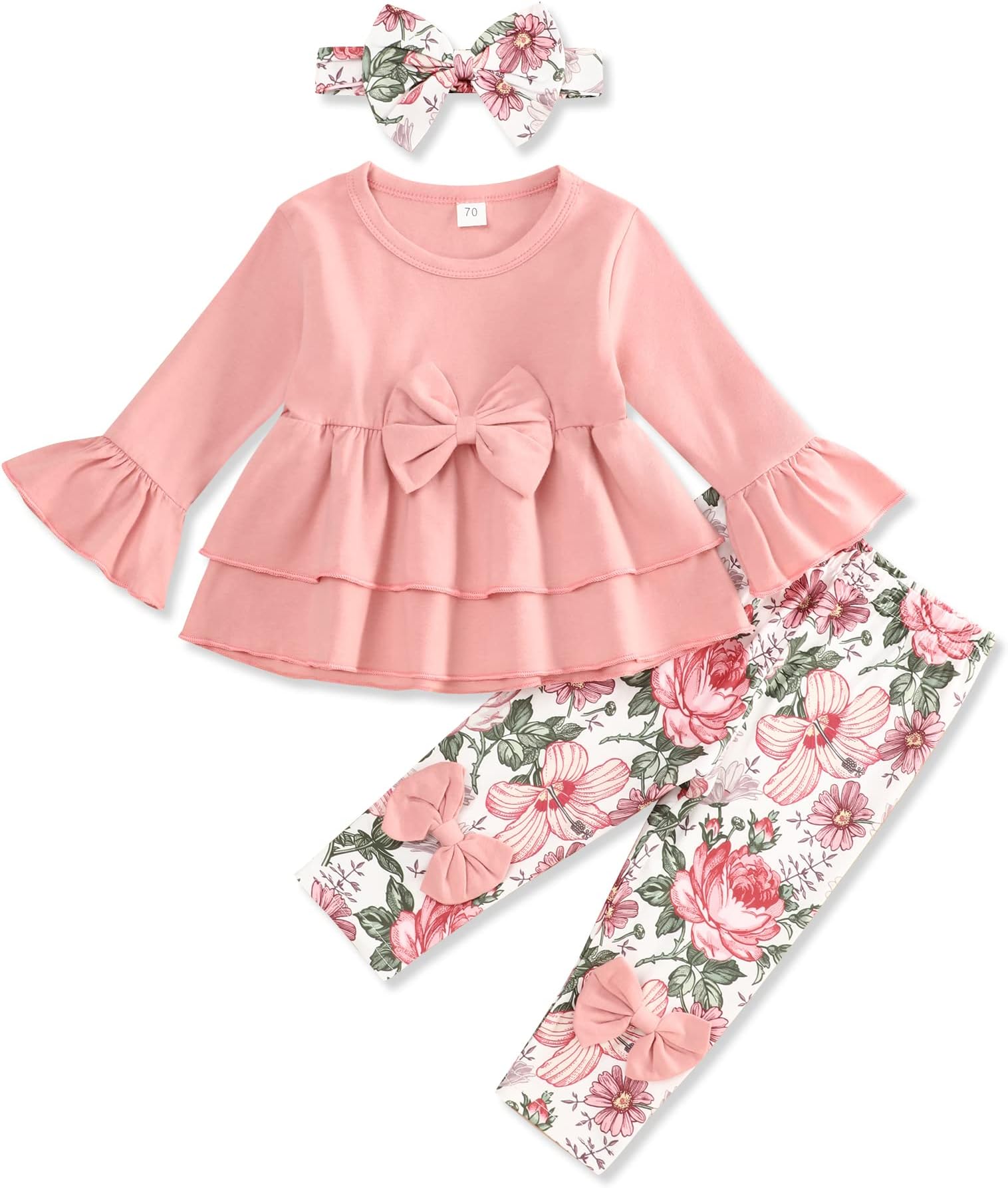 Toddler Baby Girls Clothes Floral Tops Shirt Flower Hoodie Pants Outfit Set Fall Clothes