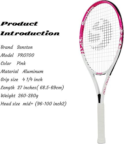 Miniatura 2 de Senston Raqueta de tenis profesional de 27 pulgadas y overgrip