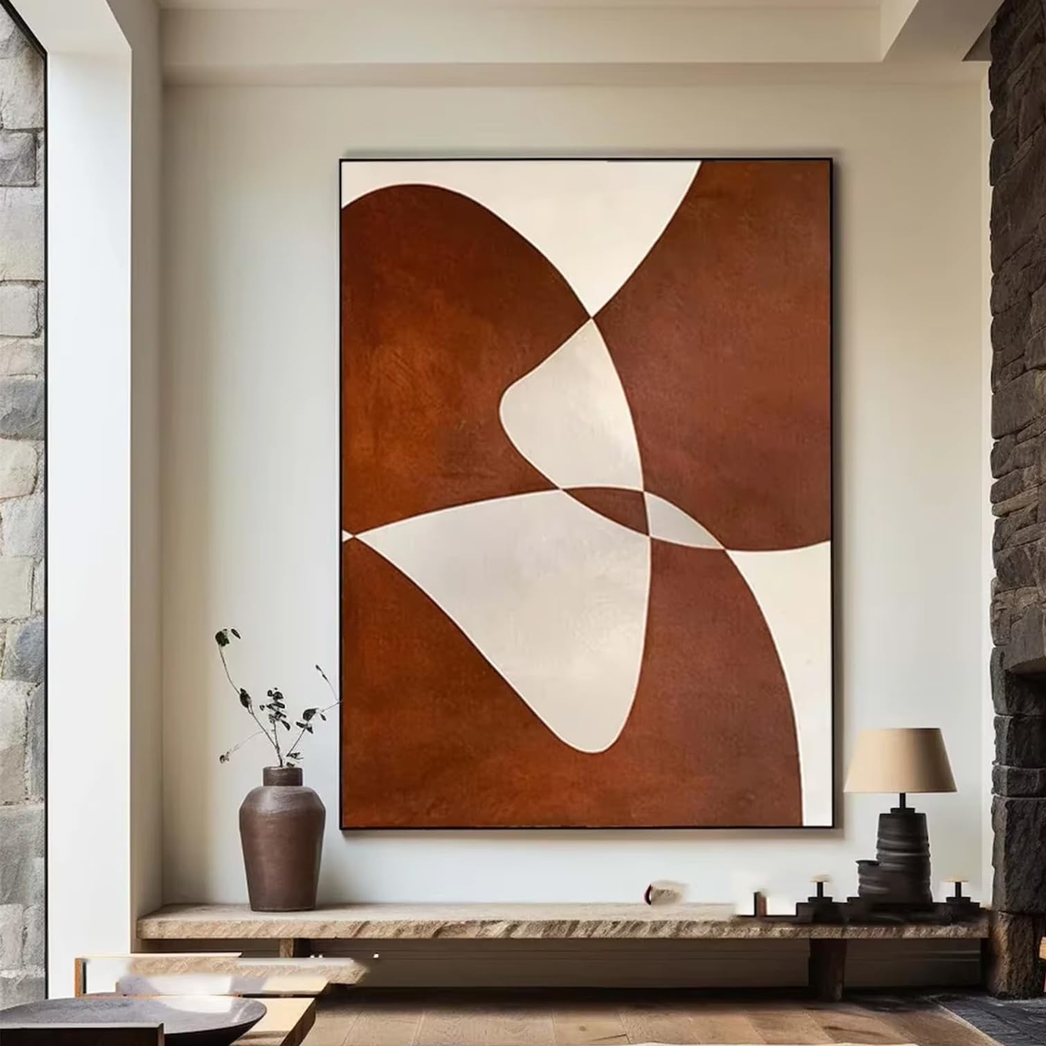 DFZEWKI Beige and Brown Abstract Beige Canvas Wall Art Canvas Prints Artwork for Living Room Home Decor(40x50cm(16x20in)/No frame)