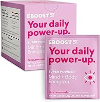 Vista 1 de EBOOST Super Powder Drink Mix - Pink Lemonade 0.2 oz 20 Pack Hydration Energizer Electrolytes Powder - 13 Vitamins & Minerals - 110 mg Caffeine - 0