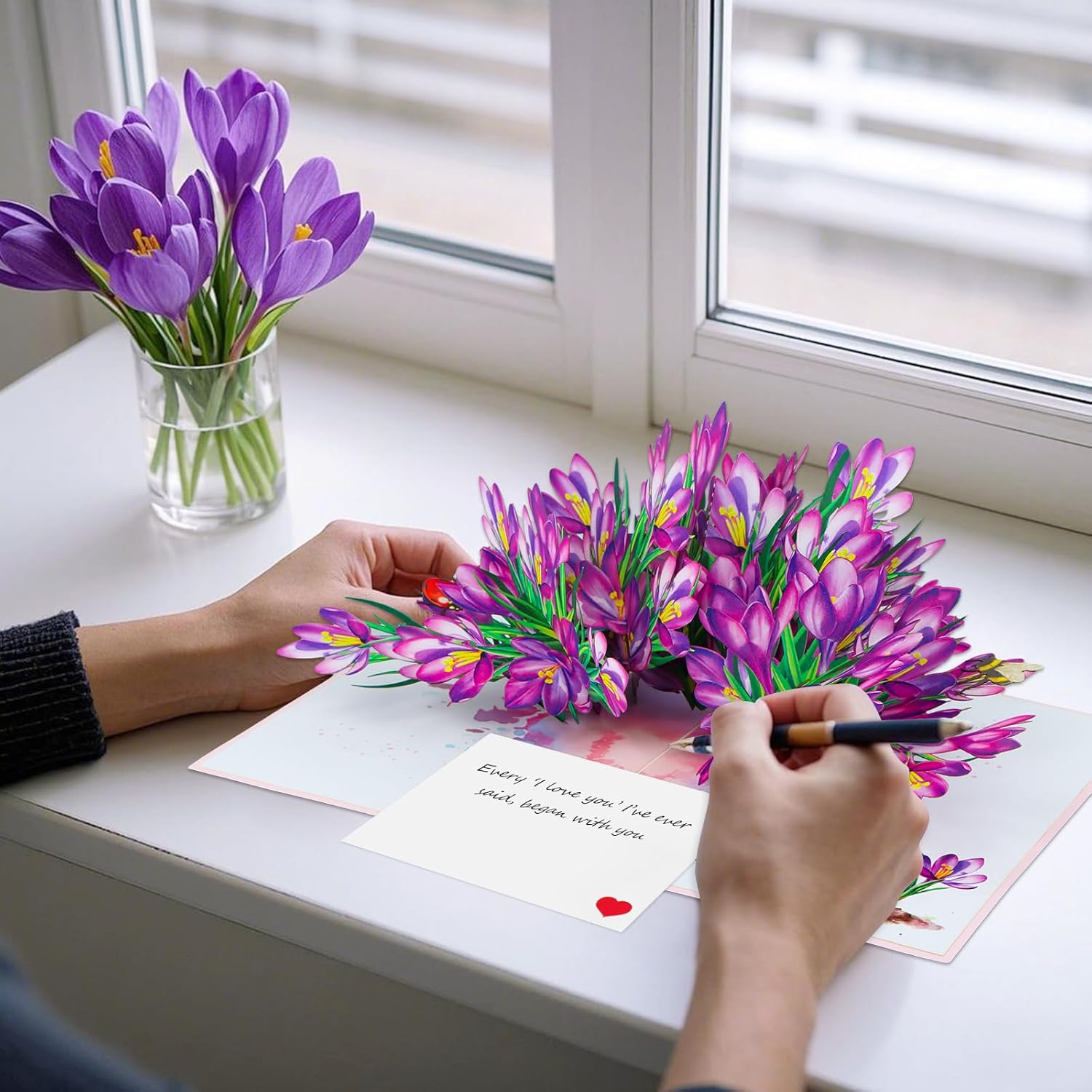 Pop Up Birthday Card - 7.9” X 5.8" 3D Pop Up Flower Cards for Mother Day Birthday Thank Yous Get Well or Any Occasion -Mothers Day Card for Mom Grandma Wife and Women - Image 4