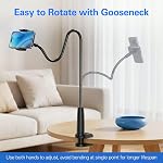 MAGIPEA Gooseneck Phone Holder for Bed, Flexible Overhead Cell Phone Mount for Desk, Hands-Free Viewing Clamp Stand Compatible with iPhone 17 16 15 Pro Max and 3.5-7" Devices