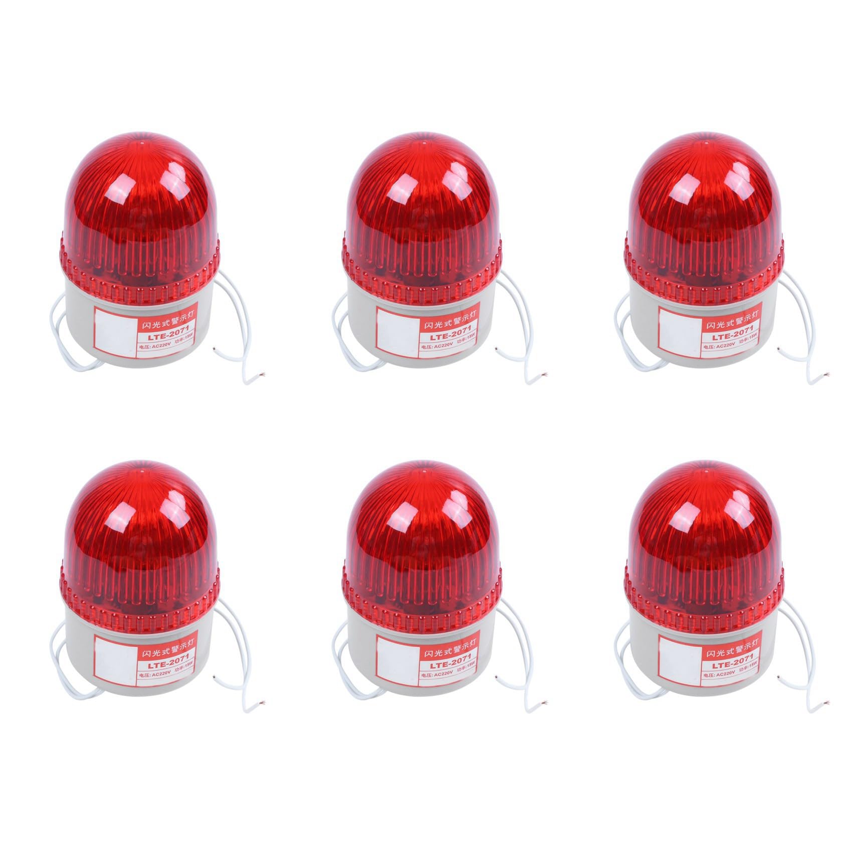 Jnchdghwa 6X AC 220V 15W Red Light Industrial Signal Tower Flash Warning Lamp
