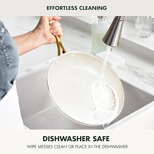 Miniatura 6 de GreenPan Swift - Sartén antiadherente de cerámica de 10 pulgadas, sin PFAS ni PFOA, mango de acero inoxidable dorado, artículos esenciales de cocina
