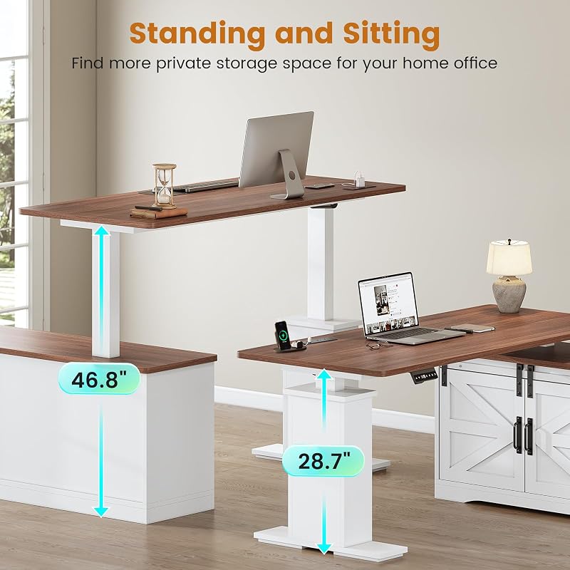 SEDETA Farmhouse 55 inch L Shaped Standing Desk with Storage Drawers image 4
