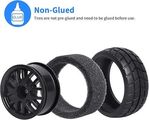 Miniatura 2 de Paquete de 4 neumáticos Hobbypark RC y llantas de 0.472 in hexagonal en forma de Y con insertos de espuma para automóvil de control remoto 110 en