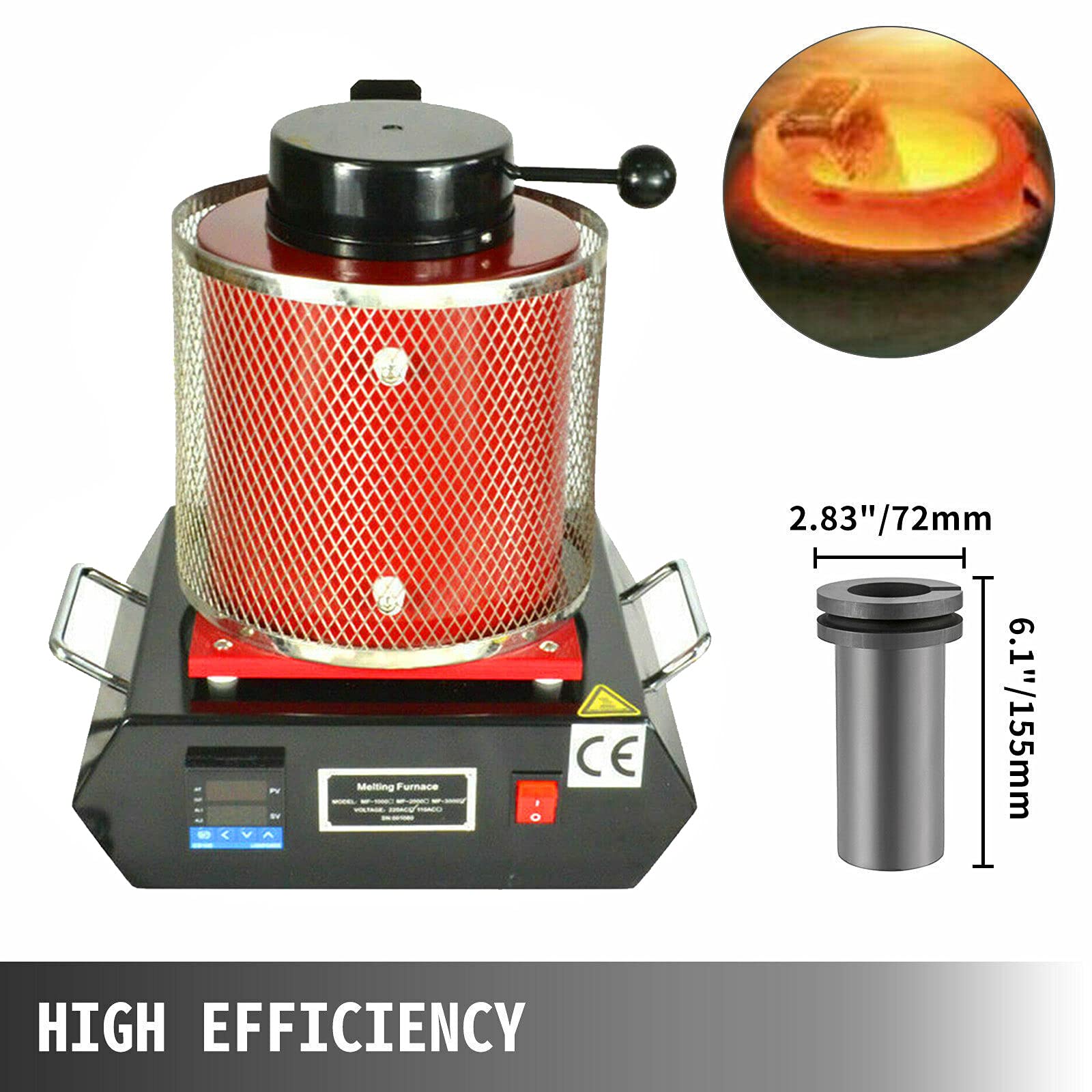 SucceBuy Four De Fusion 2kg 1750W Four De Fusion Professionnel 1150 ℃ Pour La Fusion Des Métaux