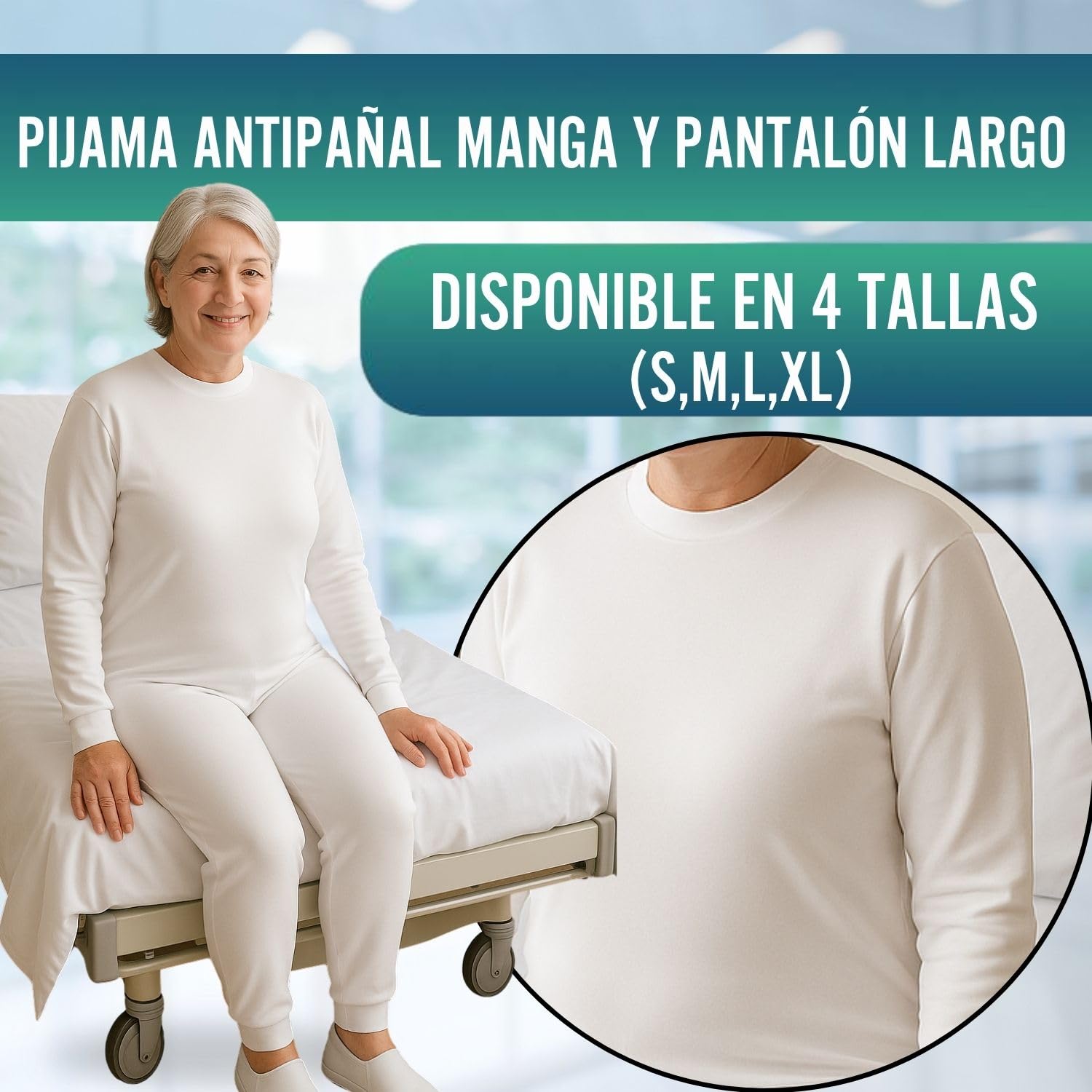 OrtoPrime Pijamas Antipañal Doble Cremallera Trasera Unisex para Geriátrico Manga Larga Cuerpo Entero Hombre Mujer Pijamas Enteros Adultos Pijama Sanitario Marca ESPAÑOLA (M)