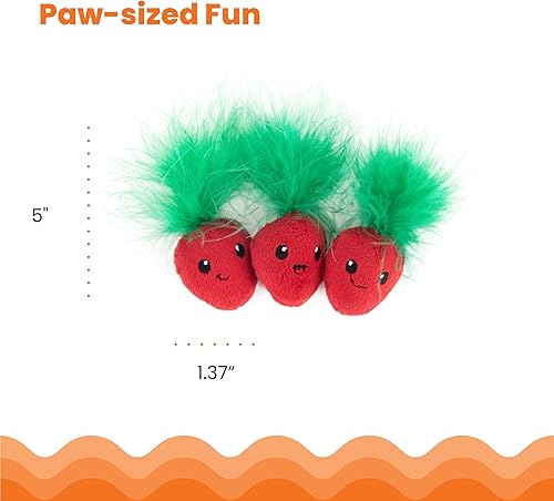 Miniatura 5 de Catstages - Juguete de salud dental para gato con hierba gatera, de malla, modelo Straw-Babies, rosa, paquete de 3