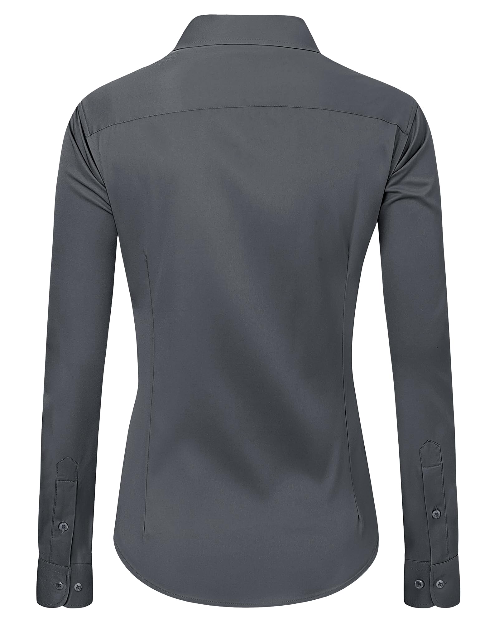 J.VER Camisas de vestir para mujer, de manga larga, con botones, sin arrugas, blusa de trabajo sólida
