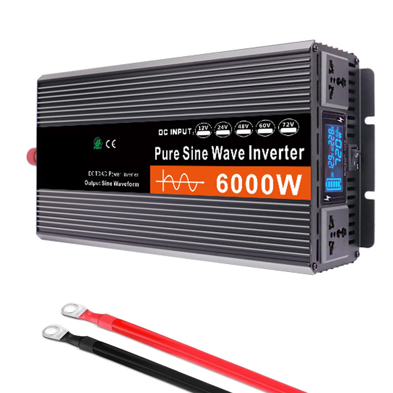 Falownik Sinusoidalny 72 V Do 120 V, 3000 W, Dc 12 V - 72 V Do 110 V, 240 V Ac, Falownik Solarny O Niskiej CzęStotliwośCi Do Domu, Kampera, CiężAróWki, Zasilania Solarnego Poza Sieci(Size:12v to 110v)