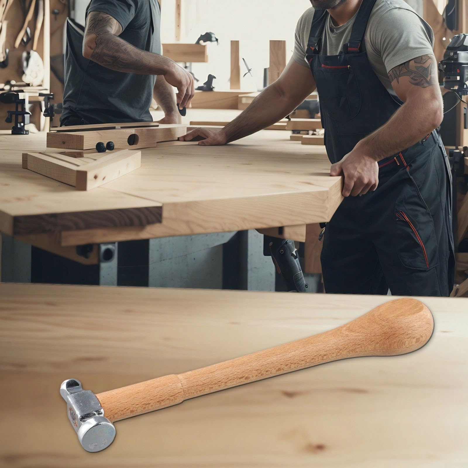Martello piallante per la creazione di gioielli con testa rotonda, manico in metallo e legno ad alta durezza, per incisione e intaglio di argentieri e orafi (B)