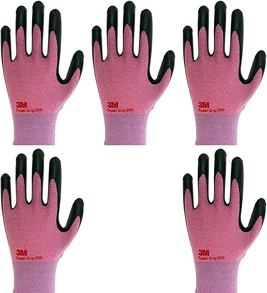 Lightweight Nitrile Work Gloves, Foam Coated, Smart Touch, 5 Pairs(Medium, Pink)
