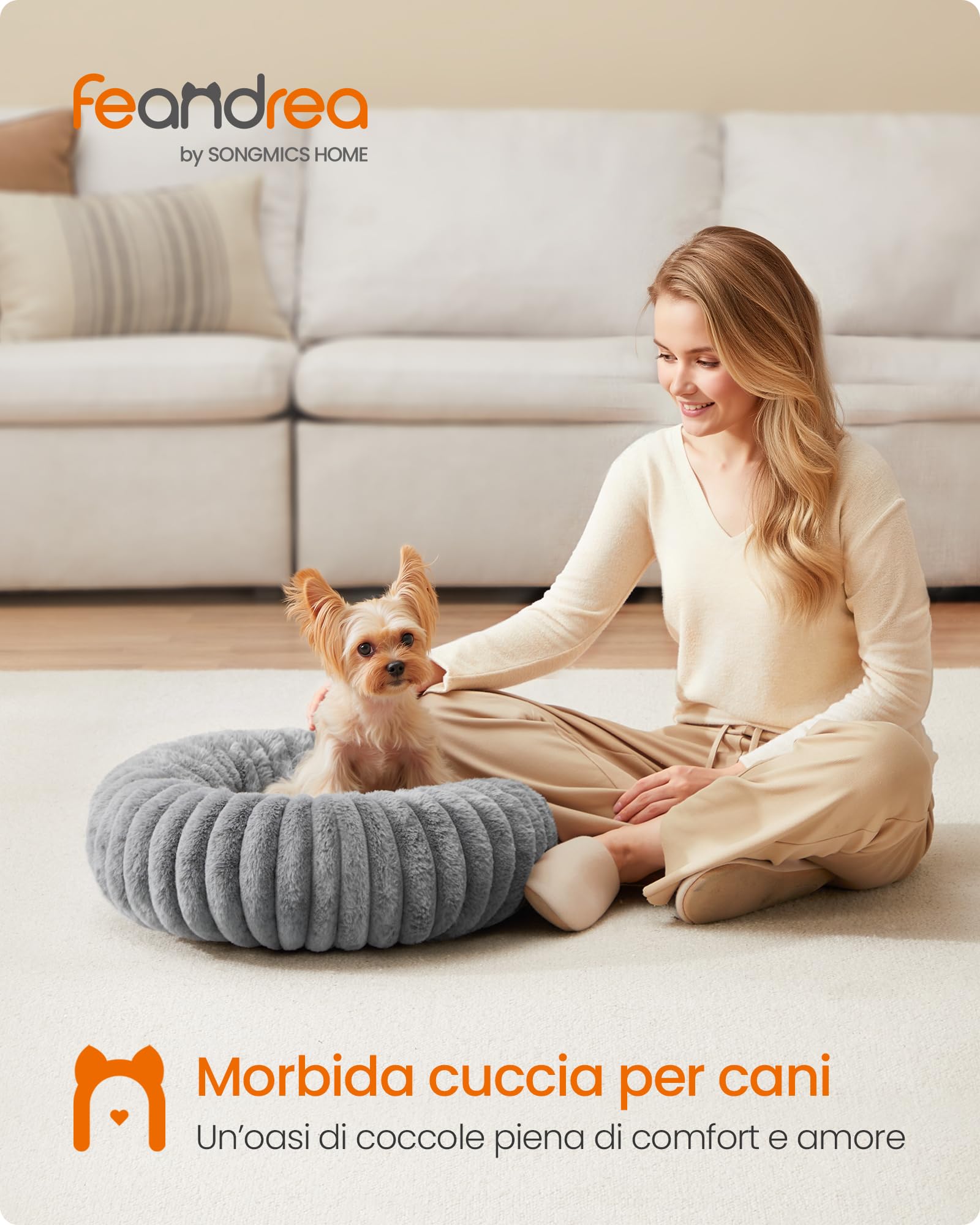 Cuccia Rotonda Per Gatti E Cani Piccoli – Divano Morbido Con Bordo, Fondo Antiscivolo, Lavabile In Lavatrice, 50x50 Cm, Grigio