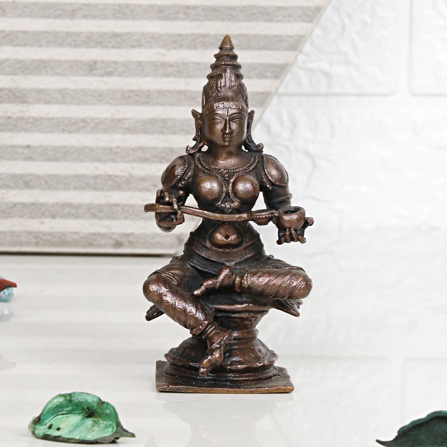 ARTVARKO Copper Annapurna Devi Idol Handmade Copper Tamba Goddess of Food Anapurna Devi Murti Statue (350 Gram,4 Inch)