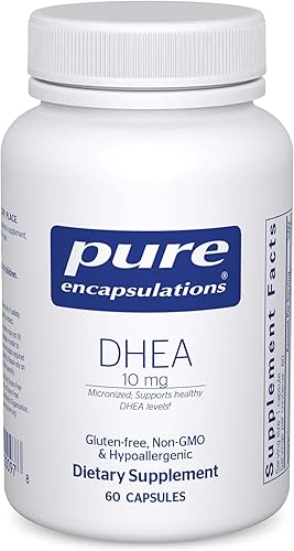 Pure Encapsulations DHEA 10 mg - Suplemento adrenal para apoyo inmune, metabolismo y equilibrio hormonal - con DHEA micronizada - 60 cápsulas