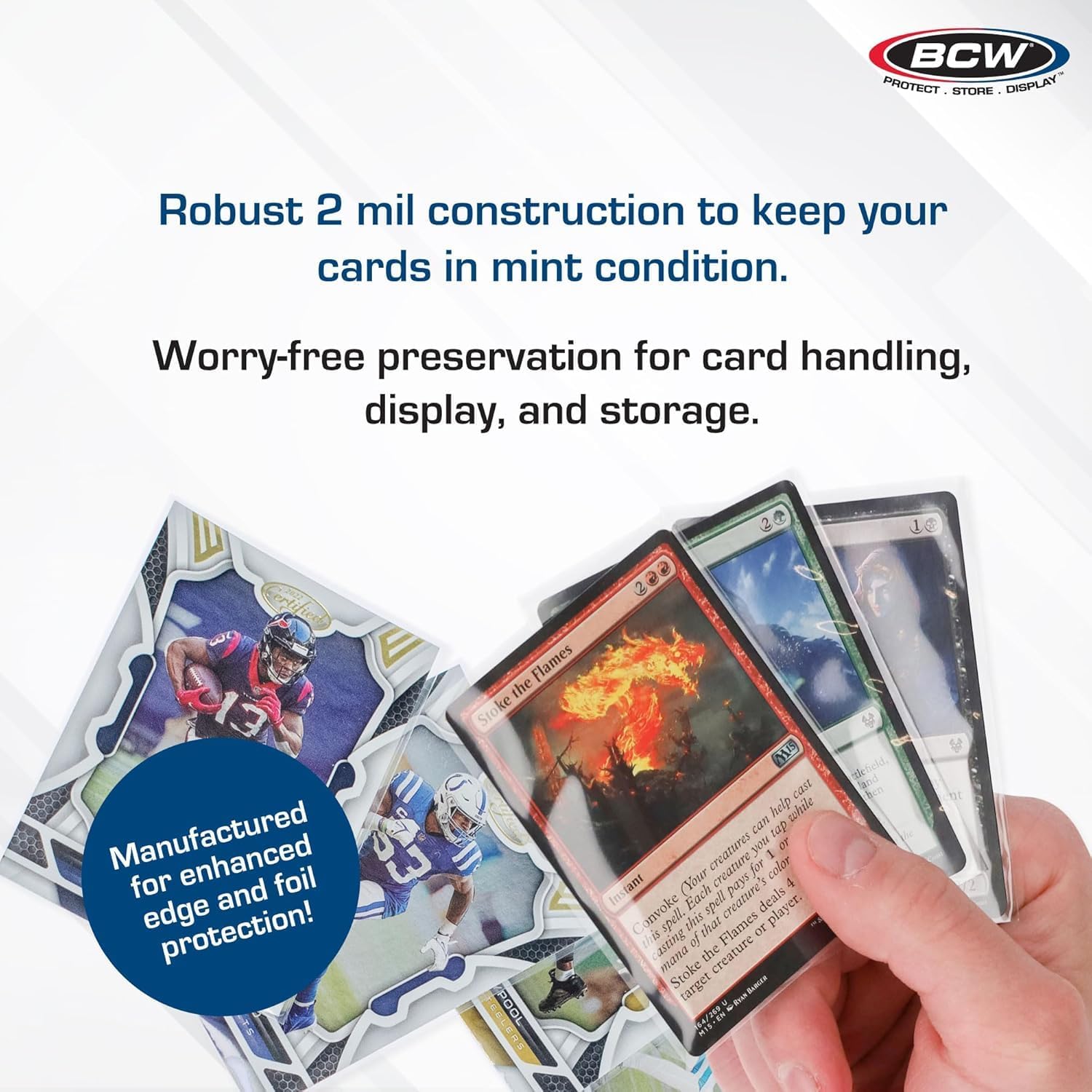 BCW Standard Penny Sleeves – 1500 Count | 2-5/8" x 3-5/8" Crystal Clear, Acid-Free | for Trading Cards – Baseball, Basketball, Football, Hockey, Pokémon, MTG